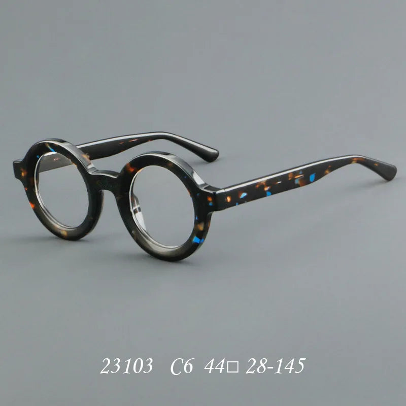 Vintage Round Glasses Frame Luxury New Fashion Trend Solid Thick Acetate Frame High-end Fake Glasses Women Men Original Quality