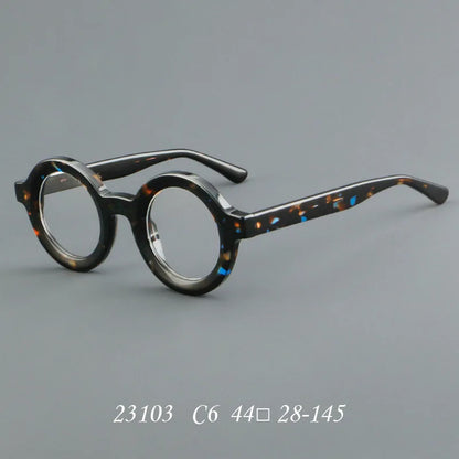 Vintage Round Glasses Frame Luxury New Fashion Trend Solid Thick Acetate Frame High-end Fake Glasses Women Men Original Quality