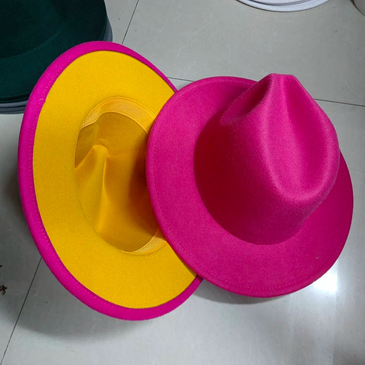 Sombreros Fedora Hat Dual Color Classic Jazz Hat Soft Fedora Hat Classic Men's and Women's Blue Jazz sombreros