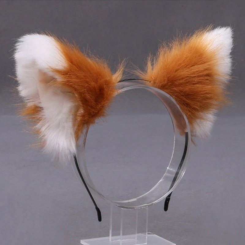 Lolita  Animal Cat Fox Ear Hair Hoops Cosplay Faux Fur Hairband Girls Halloween Anime Headbands Headwear Hair Accessories