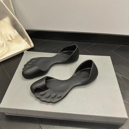 Fashion Unisex Adult Quirky Design Sandals Couples Flat Bottom Casual Fish Mouth Beach Shoes Women Men Party Show Jelly Shoes