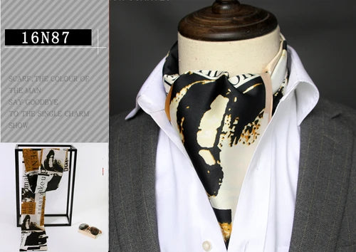 Business Scarf Hangzhou Silk Men's Scarf Long Scarf Double-Sided Trendy British European American Style Autumn Winter
