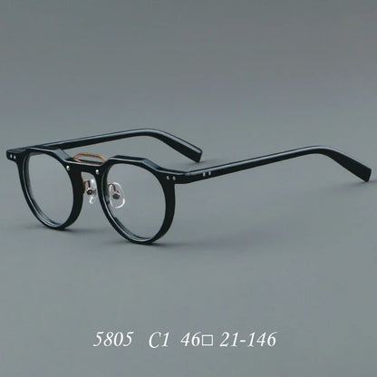 KSVEREN Vintage Acetate Frame Reading Glasses Men Women Fashion Round Rivet Optical Glasses Transparent Prescription Spectacles