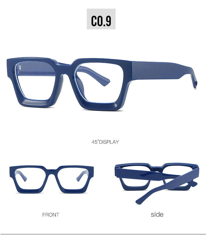 Oversized Square Reading Glasses For Women Brand Designer Blue Light Blocking Eyeglasses Green Leopard Prescription Glasses Men