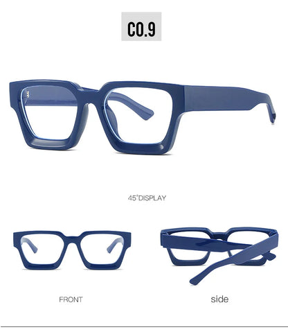 Oversized Square Reading Glasses For Women Brand Designer Blue Light Blocking Eyeglasses Green Leopard Prescription Glasses Men