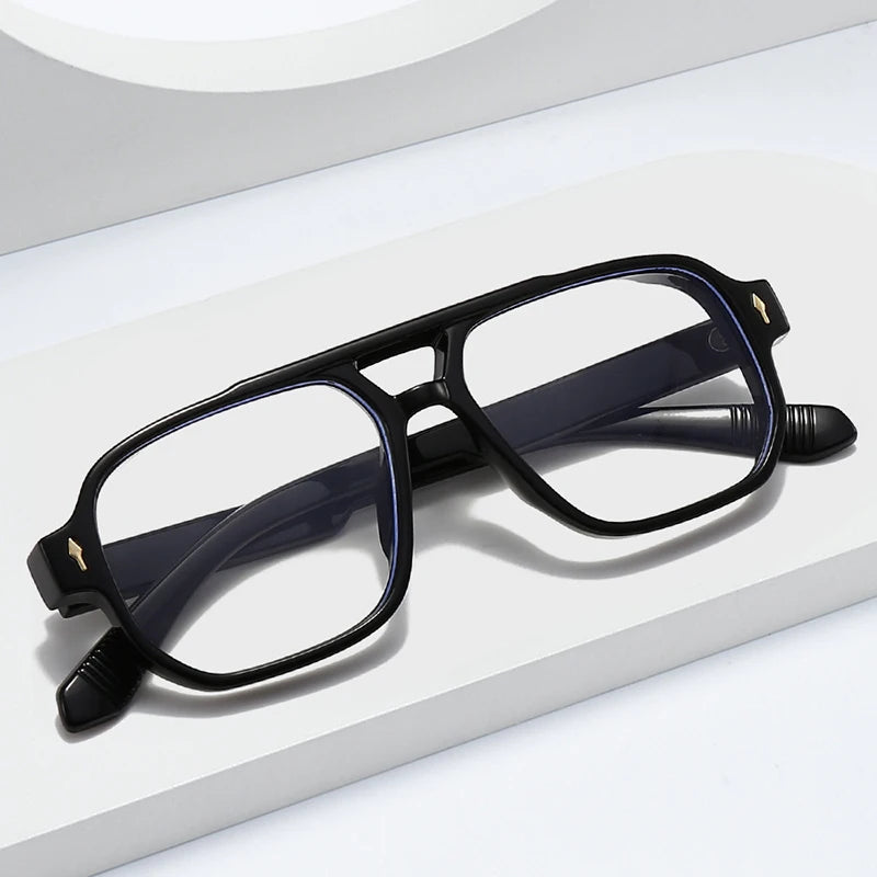 SHAUNA Double Bridges Anti Blue Light Retro Women Square Glasses Frame Fashion Men Optical Eyewear