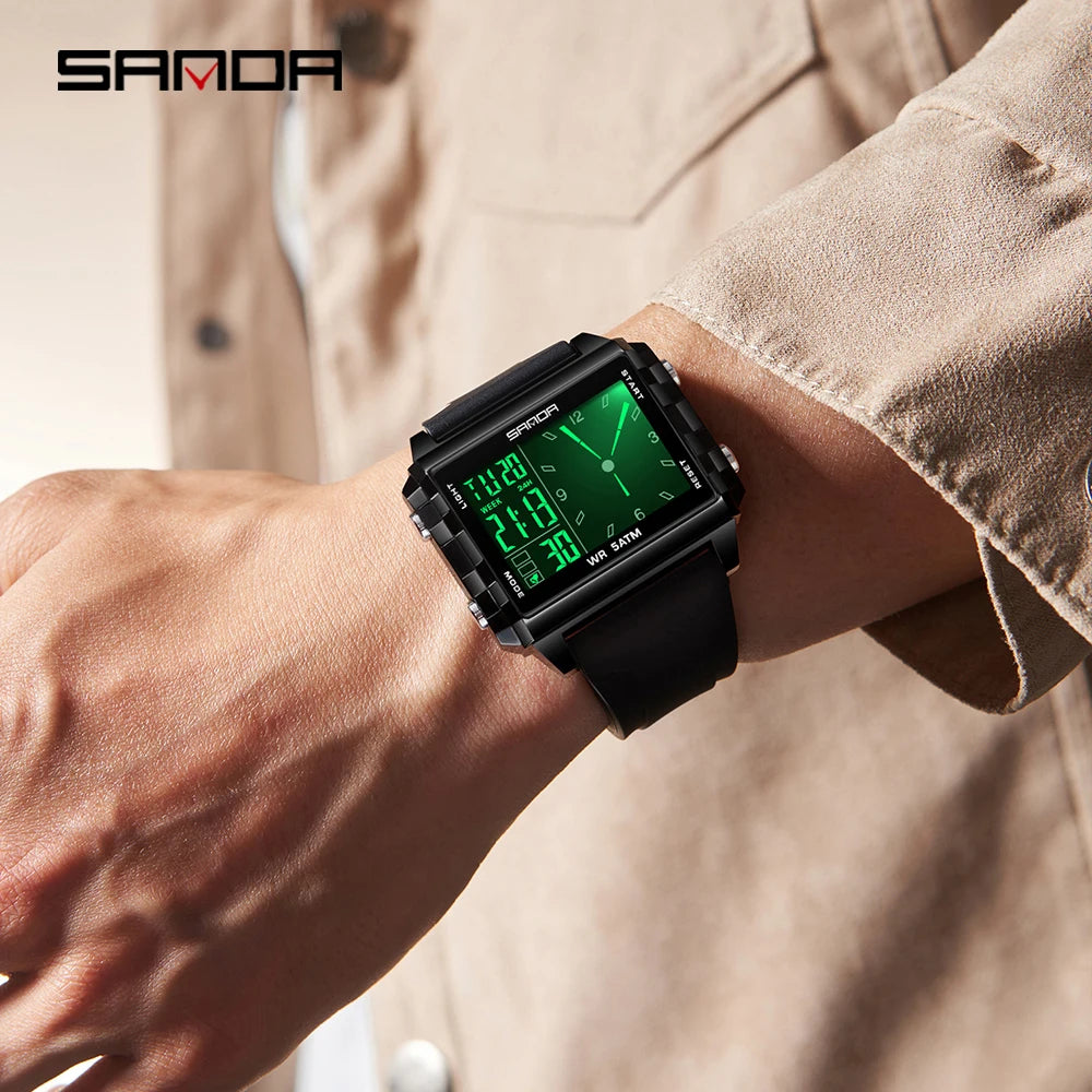 SANDA 6273 Fashion Electronic Watches for Man Luminous Calendar Waterproof Clock Outdoor Sports Casual Ladies Digital Wristwatch