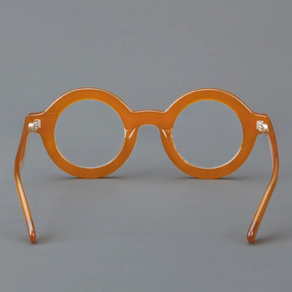 Vintage Round Glasses Frame Luxury New Fashion Trend Solid Thick Acetate Frame High-end Fake Glasses Women Men Original Quality