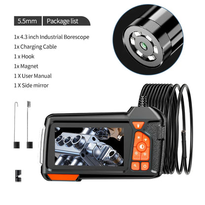 Industrial Endoscope Camera 4.3 inch LCD HD 5.5MM Lens P67 Waterproof Snake Camera LED Lights for Automotive Engine Drain Wall