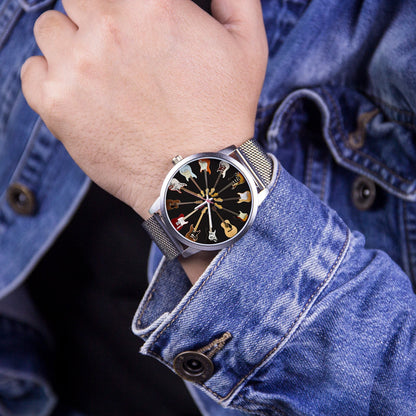Logo Men's Watch Wife Musical Instrument Universal Watches Husband Family Pattern Guitar Clock Wristwatch DIY Dial