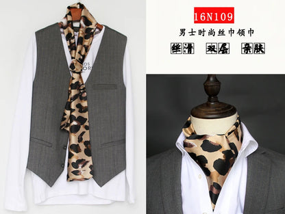Business Scarf Hangzhou Silk Men's Scarf Long Scarf Double-Sided Trendy British European American Style Autumn Winter