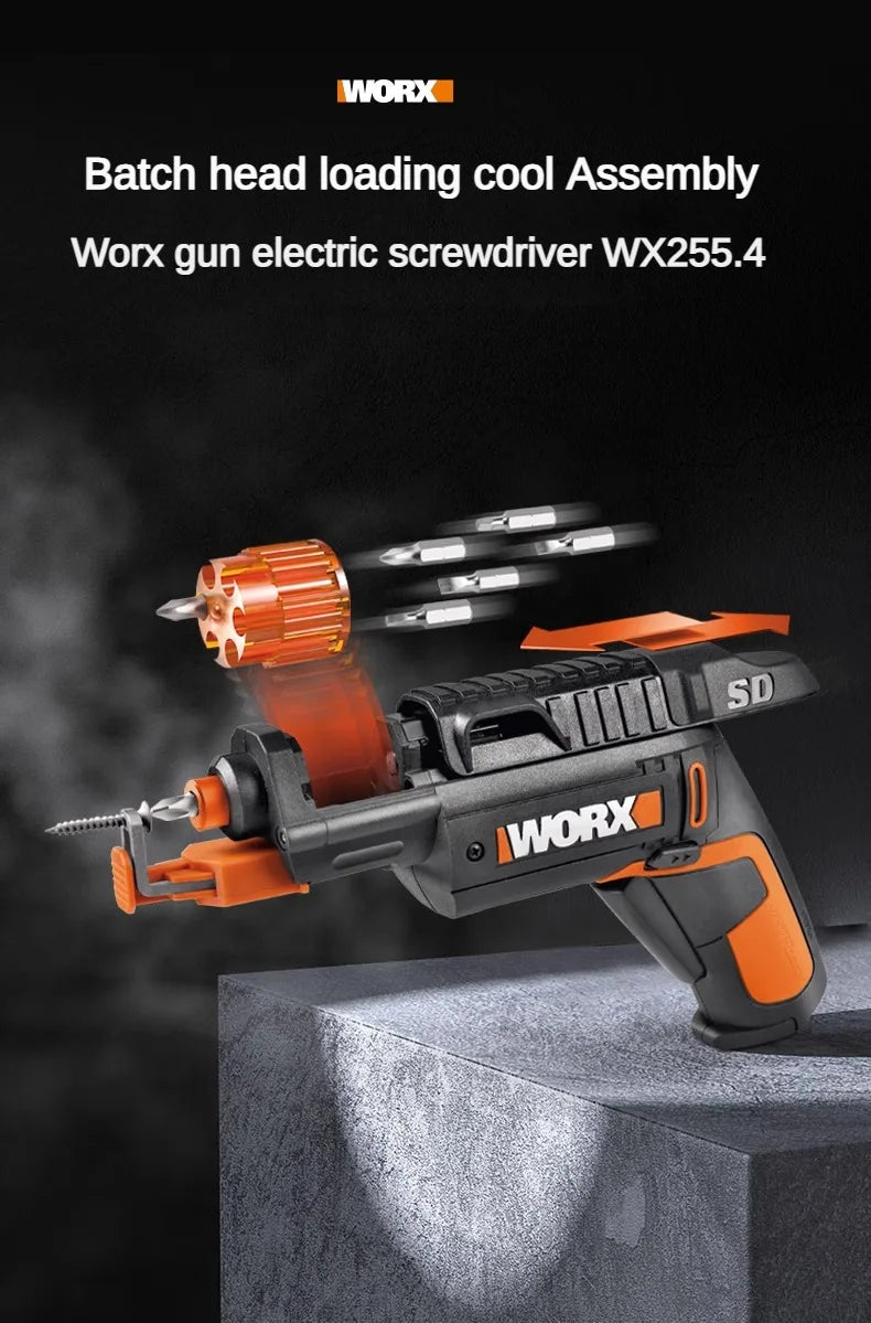 Worx WX255.4 4V Mini Electrical Screwdriver Set Smart Gun Style Cordless Electric Screw Driver USB Rechargeable Bit Drill Tool
