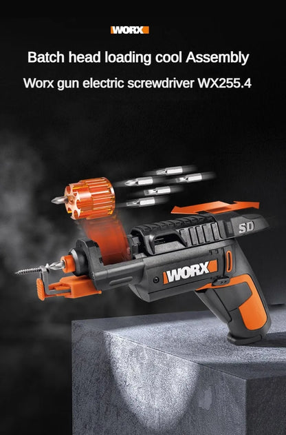 Worx WX255.4 4V Mini Electrical Screwdriver Set Smart Gun Style Cordless Electric Screw Driver USB Rechargeable Bit Drill Tool