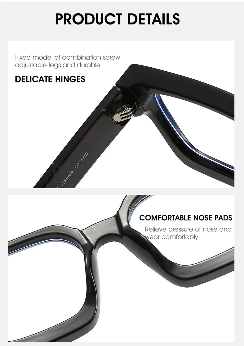Oversized Square Reading Glasses For Women Brand Designer Blue Light Blocking Eyeglasses Green Leopard Prescription Glasses Men