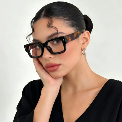 HONKAN Vintage Rectangle TR90 Frame Men's Myopia Glasses Luxury Brand Thick Frames Anti Blue Light Reading Glasses Men Women