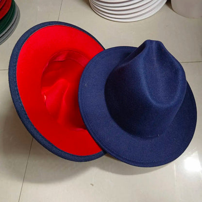 Sombreros Fedora Hat Dual Color Classic Jazz Hat Soft Fedora Hat Classic Men's and Women's Blue Jazz sombreros