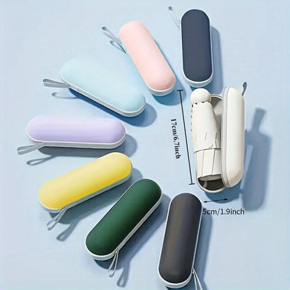 Compact black mini capsule umbrella - portable, foldable, manually open, with sun protection coating, durable design with