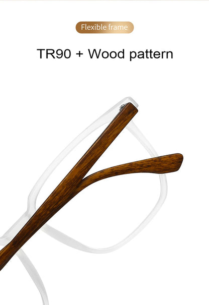 Wood Pattern Retro Anti Blue Light Glasses for Men Optical TR90 Male Square Glasses Frame Women Clear Lens Gift Frames F75233