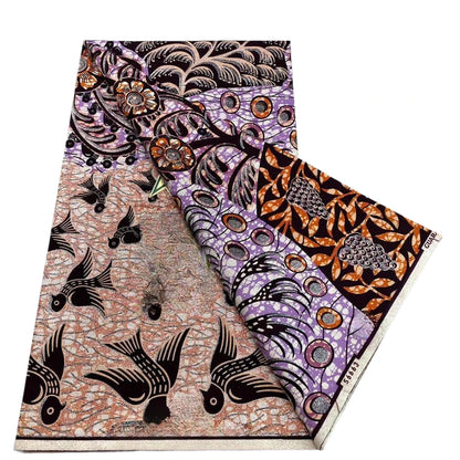 100%Certified Grand Super African Wax Nigerian GlitterGlam Gold Embellished Ankara Wax Printed Fabric Real Original For Sewing