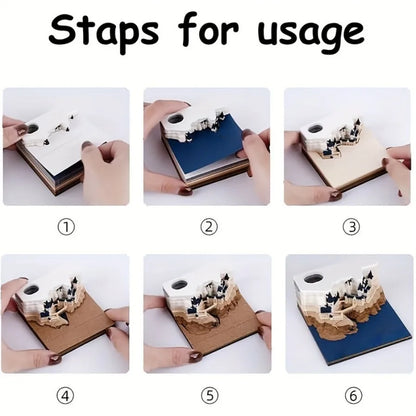 3D Castle Paper Sculpture Desk Calendar Meopad Magic Castle Memo Pad Tear-Away Notepad DIY Craft Gifts for Home Office School