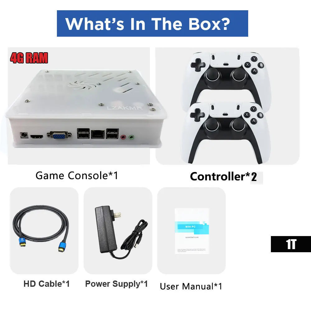 2026 I3-3110M X8 Retro Video Game Console 1TB Plug and Play 4K With 70000+Games 60 Emulators For Wii PS2 N64 PSP GameCube XBOX