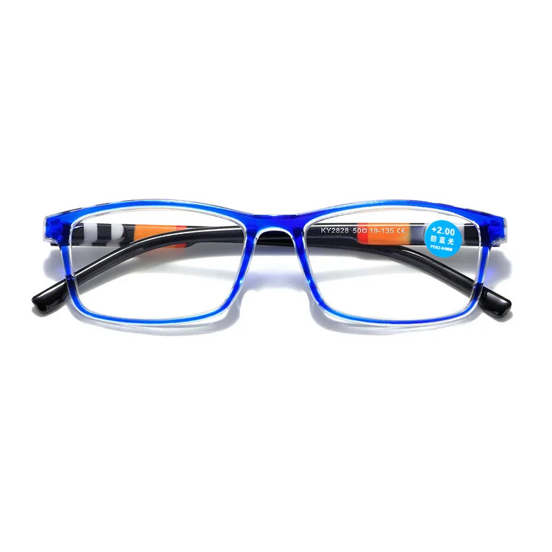 Fashion Anti-Blue Light Reading Glasses Spring Leg Men Women Presbyopia Reading Eyewear Optical Glasses + 1.0 + 1.5 + 2.0 + 2.5