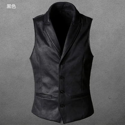Retro Suede Vest Men Vintage Style Slim Fit Autumn Winter Mens Sleeveless Jacket V Neck Warm Waistcoat