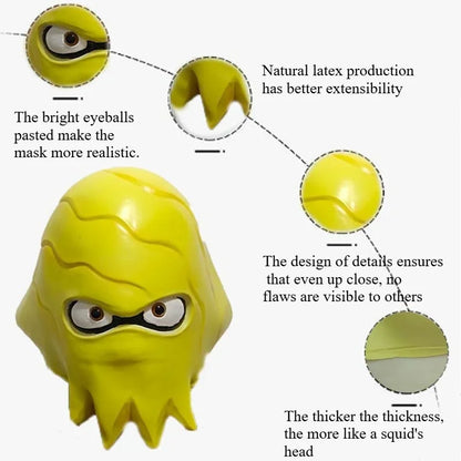 Anime Alien Octopus Head Mask, Funny Photo & Party Prop, Yellow Octopus Mask, Halloween Cosplay & Prank Essential