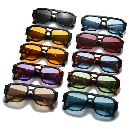 SHAUNA Fashion Double Bridges Square Women Sunglasses Retro Candy Color Leopard Men Sun Glasses Shades UV400