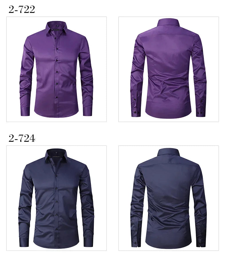 Spring Men's Social Shirt Slim Business Dress Shirts Male Long Sleeve Casual Formal Elegant Shirt Blouses Tops ManBrand Clothe