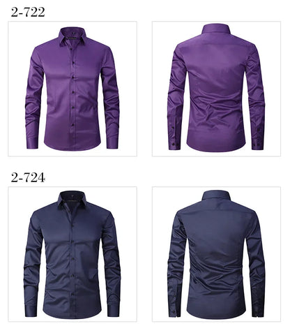 Spring Men's Social Shirt Slim Business Dress Shirts Male Long Sleeve Casual Formal Elegant Shirt Blouses Tops ManBrand Clothe