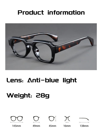 Korean Style Trendy Retro Square Irregular Glasses Frame Versatile Anti-Blue Light Glasses for Men and Women