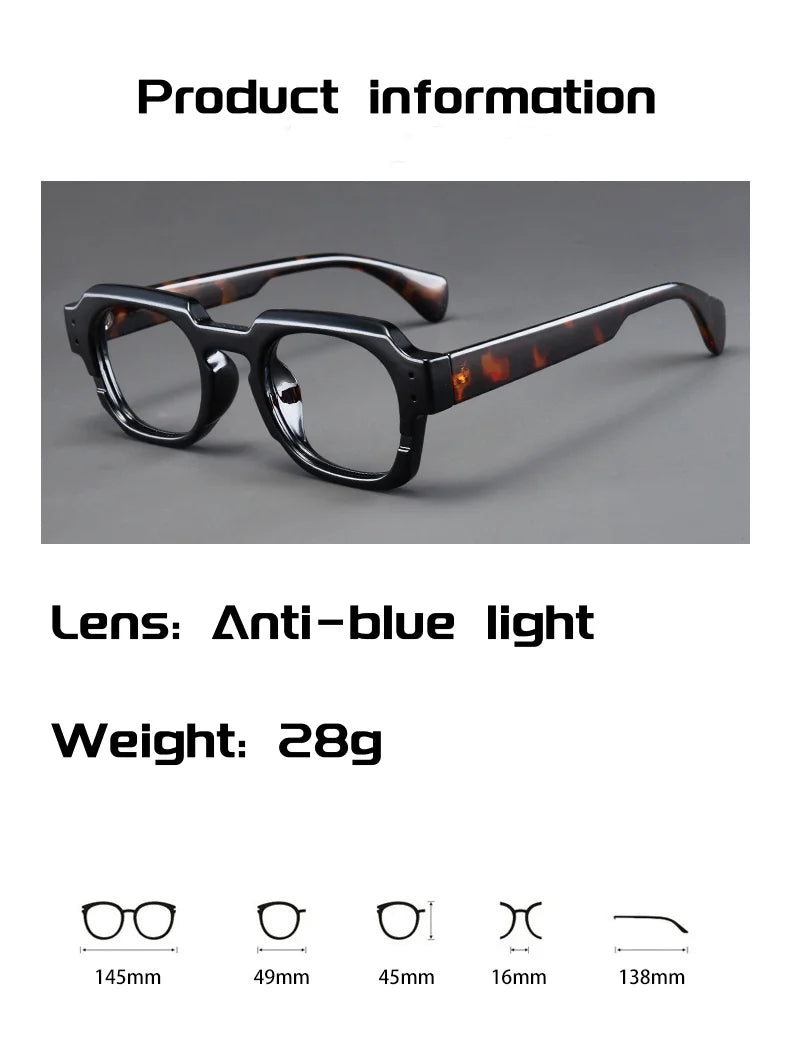 Korean Style Trendy Retro Square Irregular Glasses Frame Versatile Anti-Blue Light Glasses for Men and Women