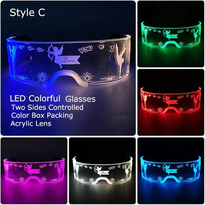Christmas party glasses LED Light up cyberpunk Glasses glowing cool Goggles for man women Futuristic cosplay bar party props