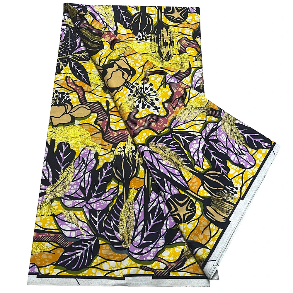 African Wax Prints Fabric Golden Wax Fabric High Quality Ankara Fabric for Party Dress New Grand Super 100% Cotton Y15, 6Yards