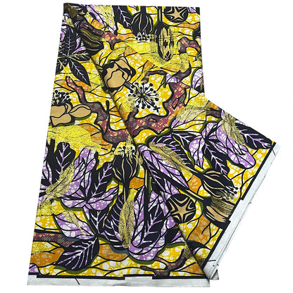 African Wax Prints Fabric Golden Wax Fabric High Quality Ankara Fabric for Party Dress New Grand Super 100% Cotton Y15, 6Yards