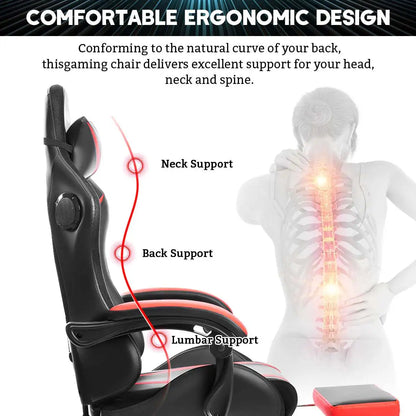135 Degrees Gaming Chair RGB Light Office Chair Bluetooth Speaker Gamer Computer Chair Ergonomic Swivel 2 Point Massage Recliner