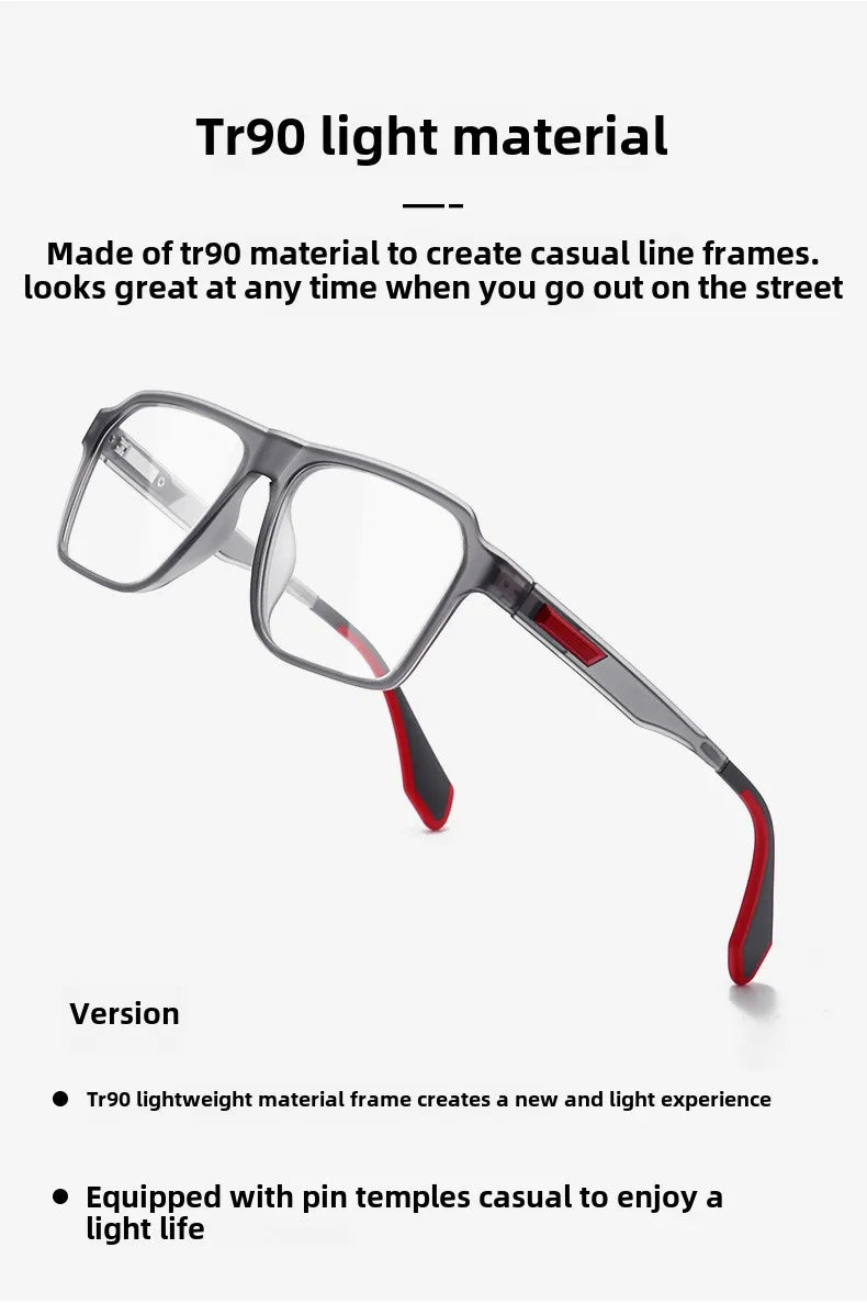 BLMUSA Retro Large Frame Ultralight TR Non-Slip Sports Myopia Glasses Anti Blue Light Prescription Reading Driving Sunglasses