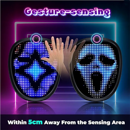 Kids LED Mask with Gesture Sensing, Children Light up Mask for Halloween Christmas Costume Cosplay Birthday Parties Party