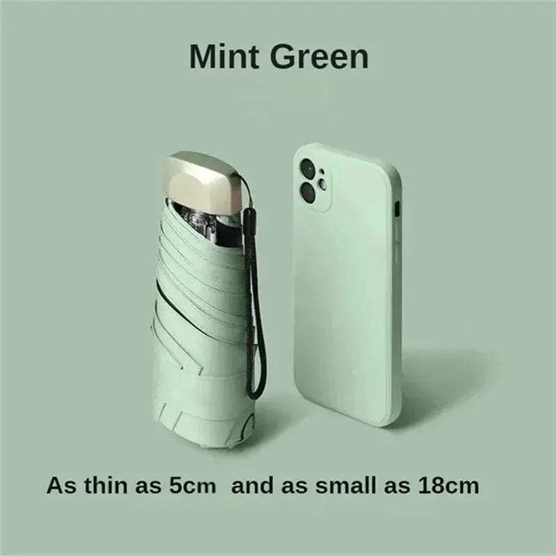 1Pc Mini Sun Umbrella Pocket Rain Umbrella Vinyl Folding UV Protection Sun Shade Ultraviolet Capsule Parasol for Pocket 55% off