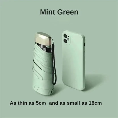 1Pc Mini Sun Umbrella Pocket Rain Umbrella Vinyl Folding UV Protection Sun Shade Ultraviolet Capsule Parasol for Pocket 55% off