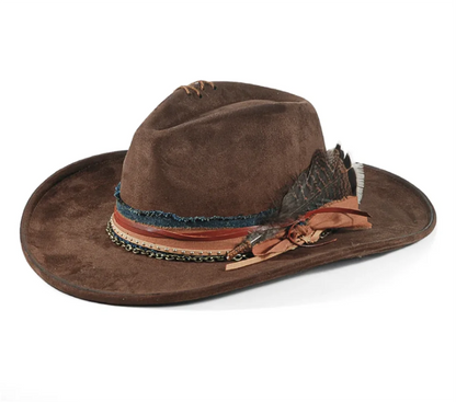 Handmade Fedora Hat suede Men's and Women's Hat feather vintage Fashion Jazz hat Top hats flat Panama sombrero mujer British hat