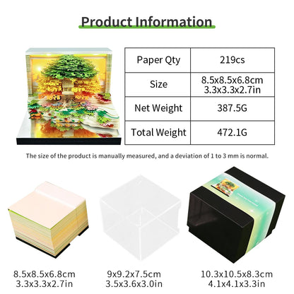 2026 3D Calendar Memo Pad Led Time Piece Calendar Tree of Chakra Desk Calendar Paper Carving Sticky Calendar For Christmas Gifts