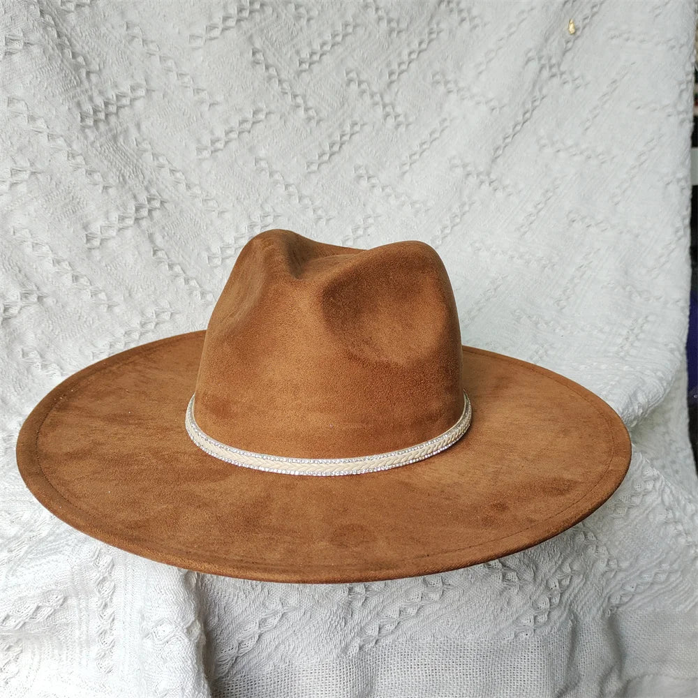 Colorful Suede Wide Brim Felt Fedoras Women's Hat Men's Church Jazz Hat Denim Hat Panama шляпа женская летняя 2024