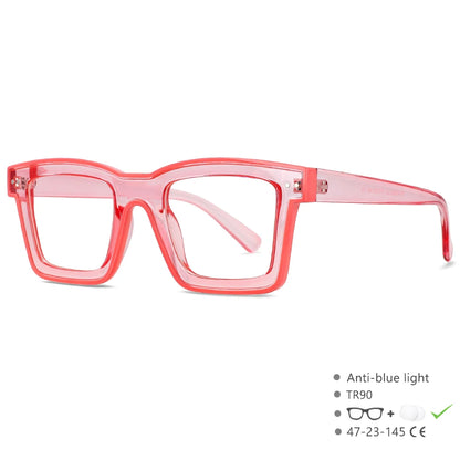 55599 New Fashion Men Brand Designer Glasses for Ladies Anti Blue Retro Square Punk Frame Clear Computer Purple Eyeglasses