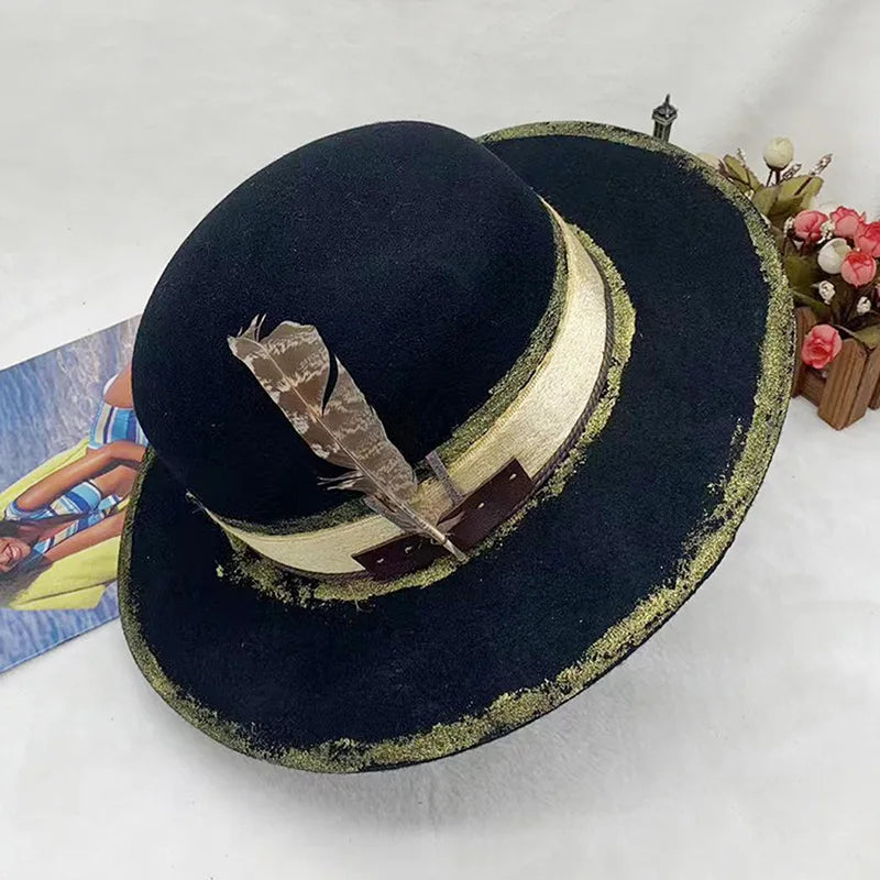 wool Derby Hat men hat male fedora with knot  felt hat for summer jazz disco hat for men black fedora hat small brim hat