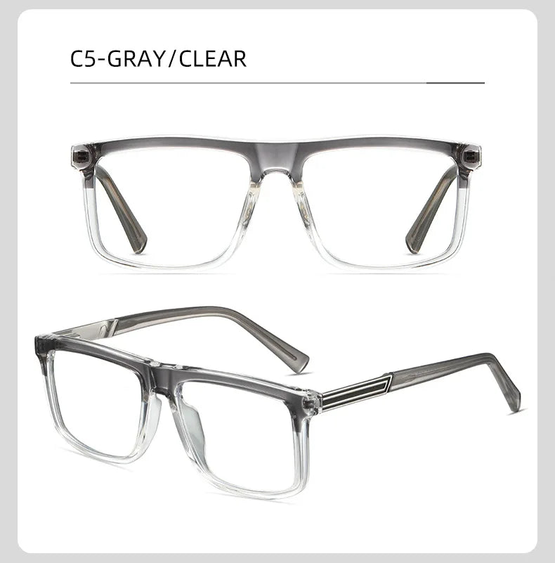 Men Vintage Anti Blue Light Reading Glasses Classic Brand Double Bridge Square Eyeglasses Business Office Presbyopia Glasses +