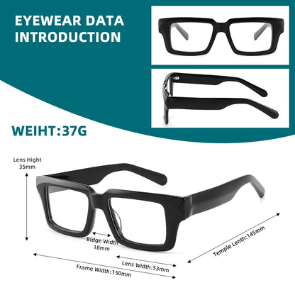 Thicken Acetate Glasses Frame Men Women Vintage Square Myopia Prescription Eyeglasses Frame Reading Glasses Luxury Brand Eyewear