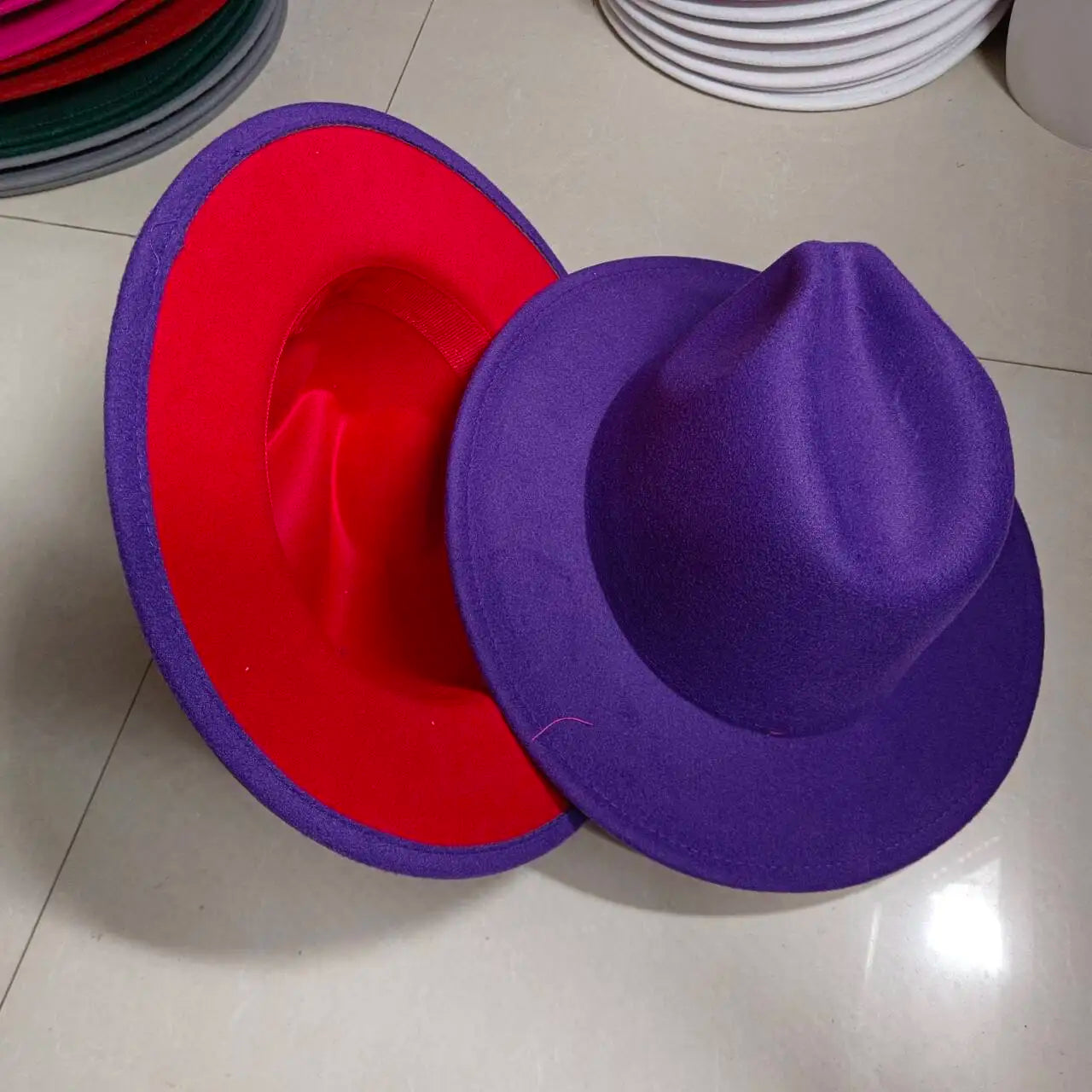 Sombreros Fedora Hat Dual Color Classic Jazz Hat Soft Fedora Hat Classic Men's and Women's Blue Jazz sombreros