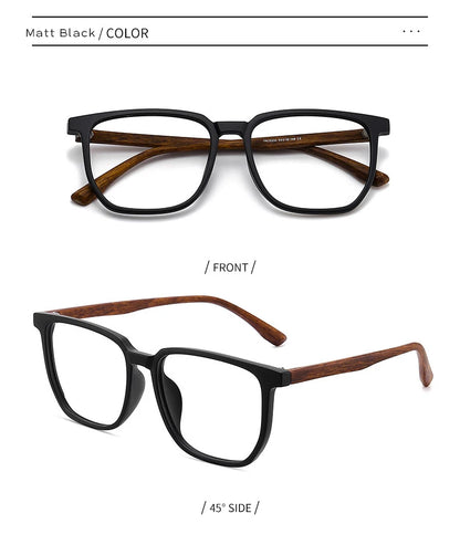 Wood Pattern Retro Anti Blue Light Glasses for Men Optical TR90 Male Square Glasses Frame Women Clear Lens Gift Frames F75233